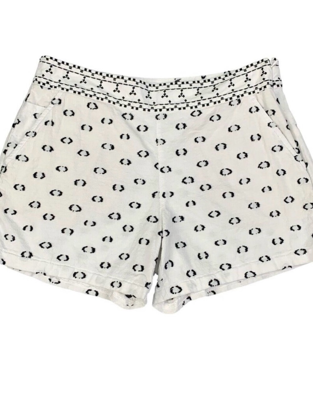Hei Hei Short Womens 8 Ivory Black Lexie Embroidered Side Zip Anthropologie